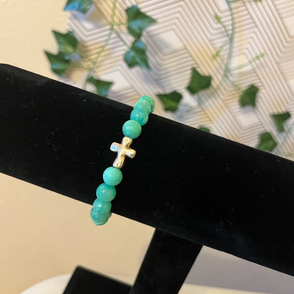 Teal cross bracelet